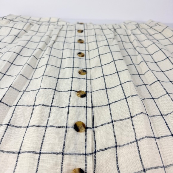 New SONOMA XL LINEN Pull On Button Up Lined White Navy Women's Hi Low Midi Skirt - Picture 5 of 12